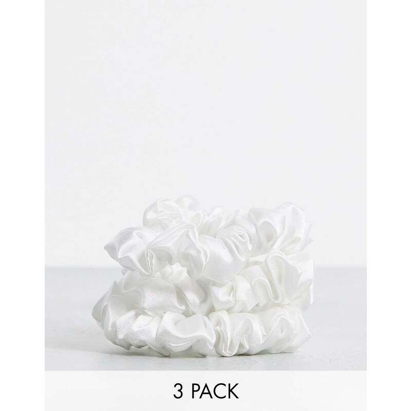 Easilocks Small Classic Small Satin Scrunchies 3 Pack - White 70916920