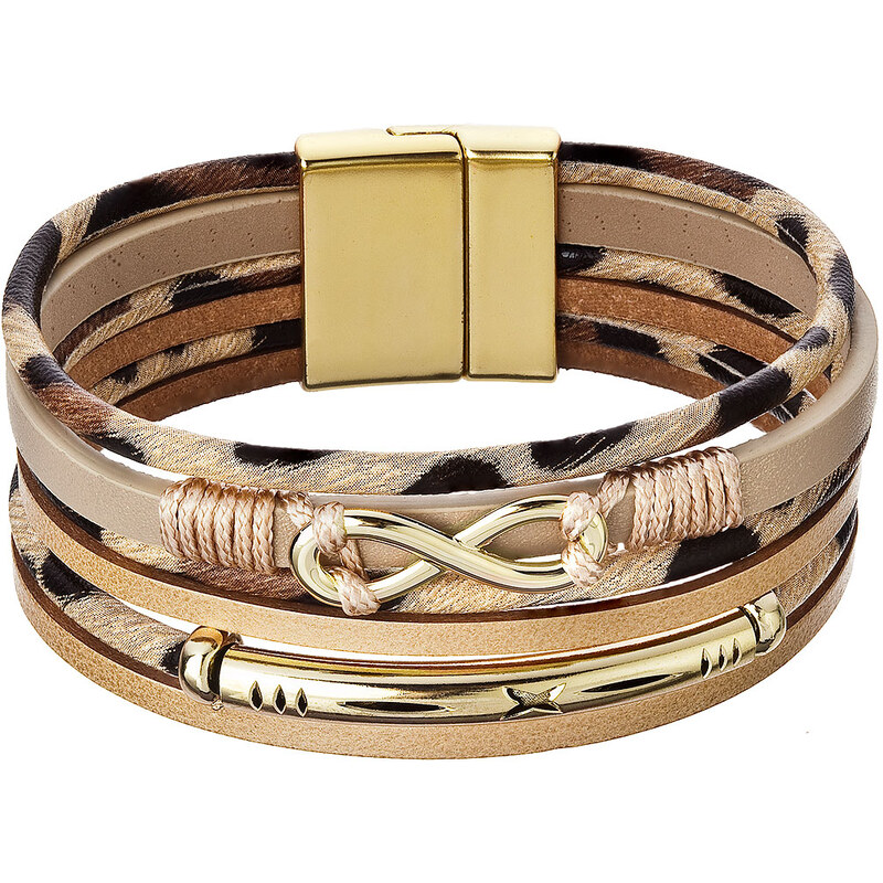 Náramek textilní široký s ozdobou infinity 53011.3 beige