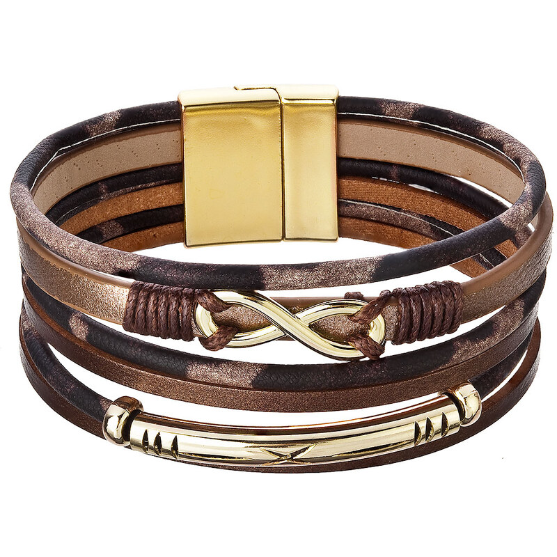 Náramek textilní široký s ozdobou infinity 53011.3 brown