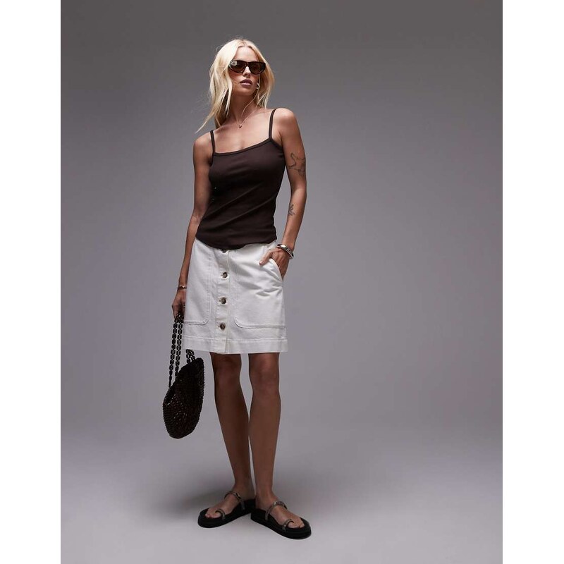 ARKET minimal denim mini skirt in off white-Navy 106005293