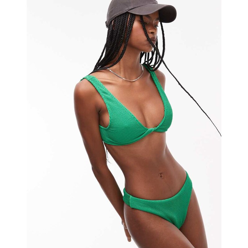 Topshop Santorini brazilian bikini bottoms in green