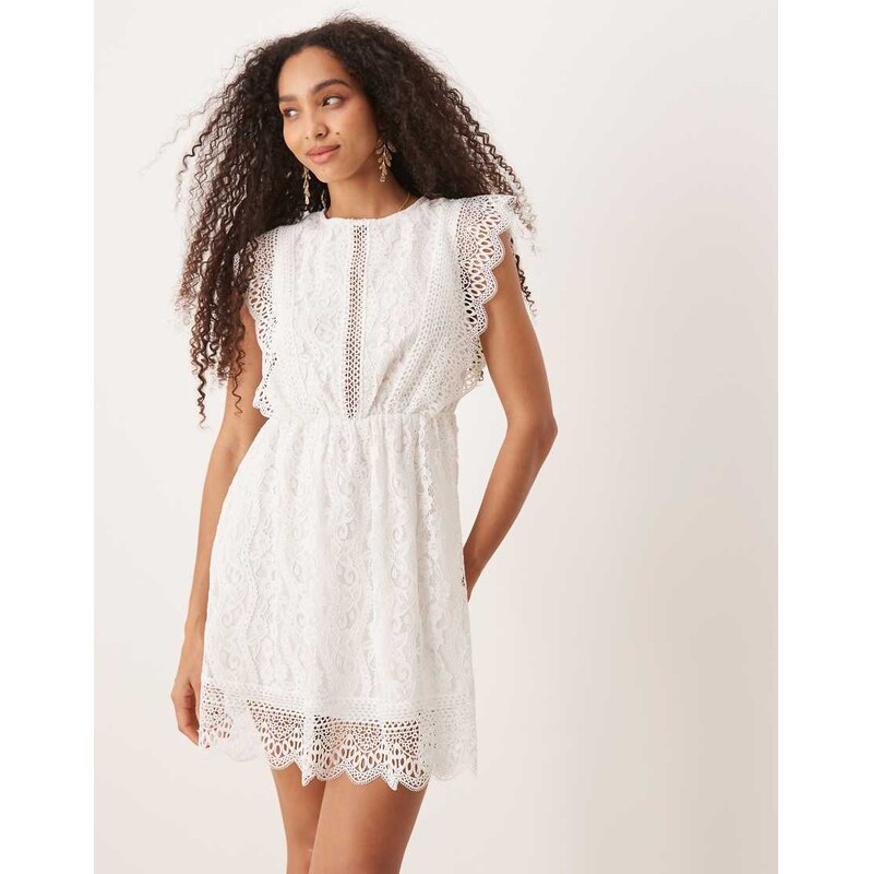 Gina Tricot lace mini summer dress in white