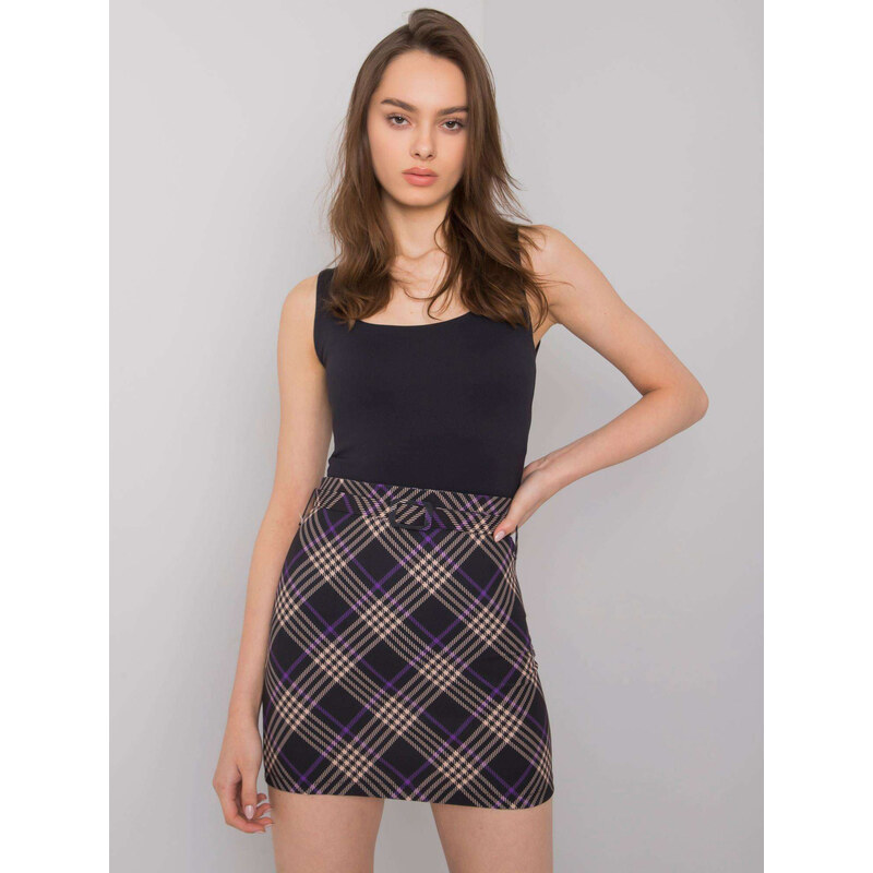 ITALY MODA Tmavě fialová károvaná mini sukně DHJ-SD-3213.11P