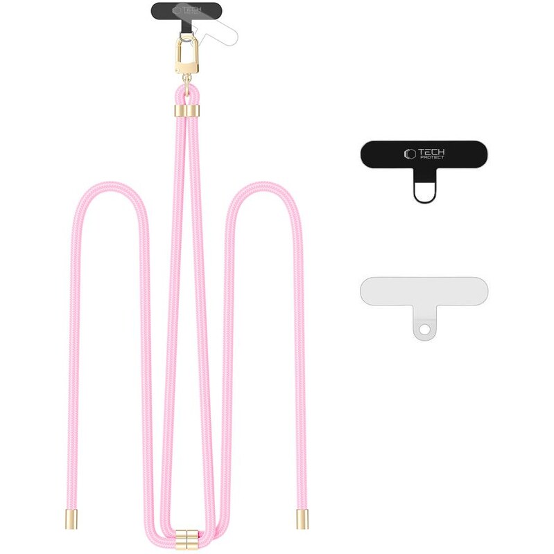 Šňůrka na krk Tech Protect C7S crossbody baby růžová/zlatá 106002371