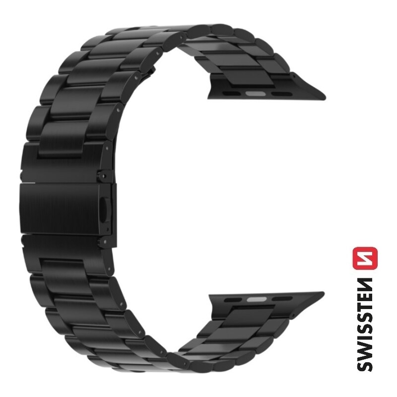 SWISSTEN ŘEMÍNEK PRO APPLE WATCH KOVOVÝ 38 / 40 / 41 mm ČERNÝ