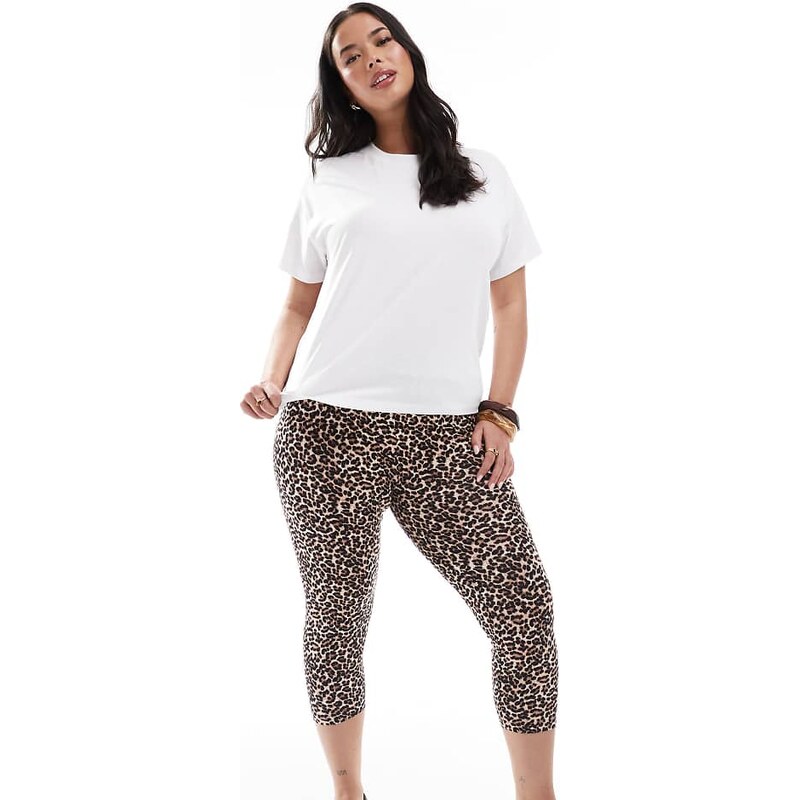 ONLY Curve short leggings in animal print-Brown