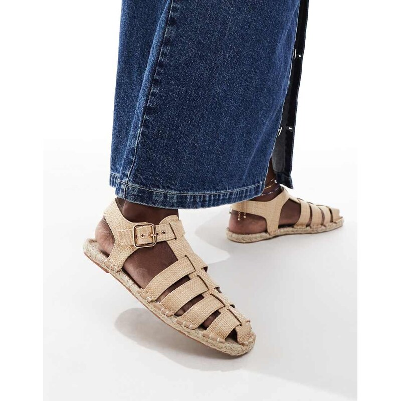 ASOS DESIGN Jukebox fisherman espadrille in natural-Neutral