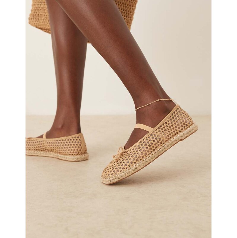 ASOS DESIGN Jennie espadrille ballet flat in natural weave-Neutral 112680266
