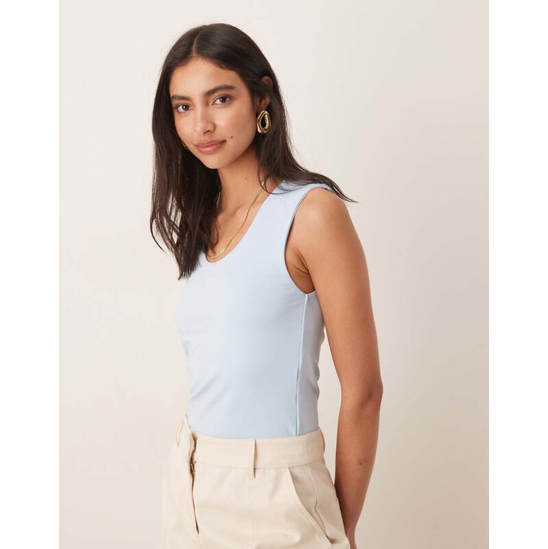 ASOS DESIGN double layer scoop neck vest in baby blue 106560091