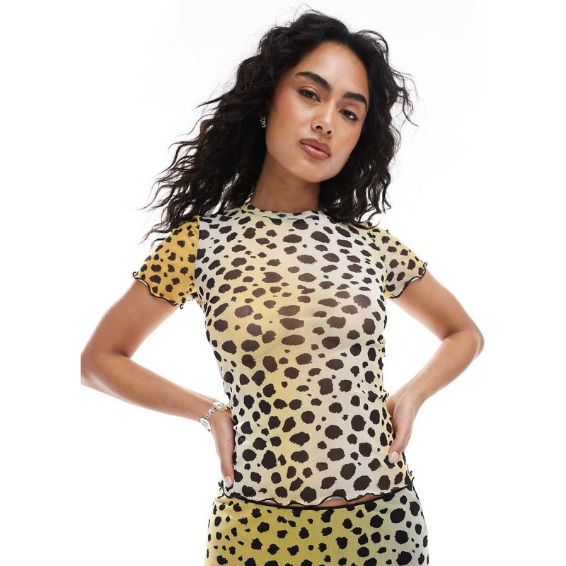 JJXX mesh t-shirt co ord in dalmation print-Multi 106008793