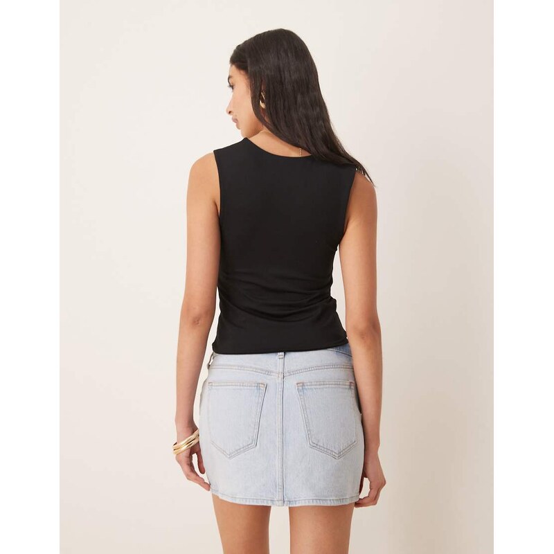 ASOS DESIGN double layer scoop neck vest in black