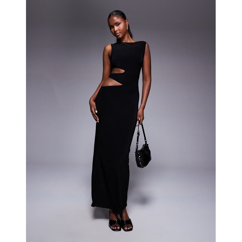 Missyempire double sculpted slinky side cut out maxi dress in