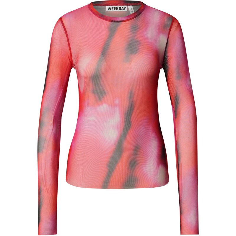 WEEKDAY Tričko Nico tmavě šedá / oranžová / pink