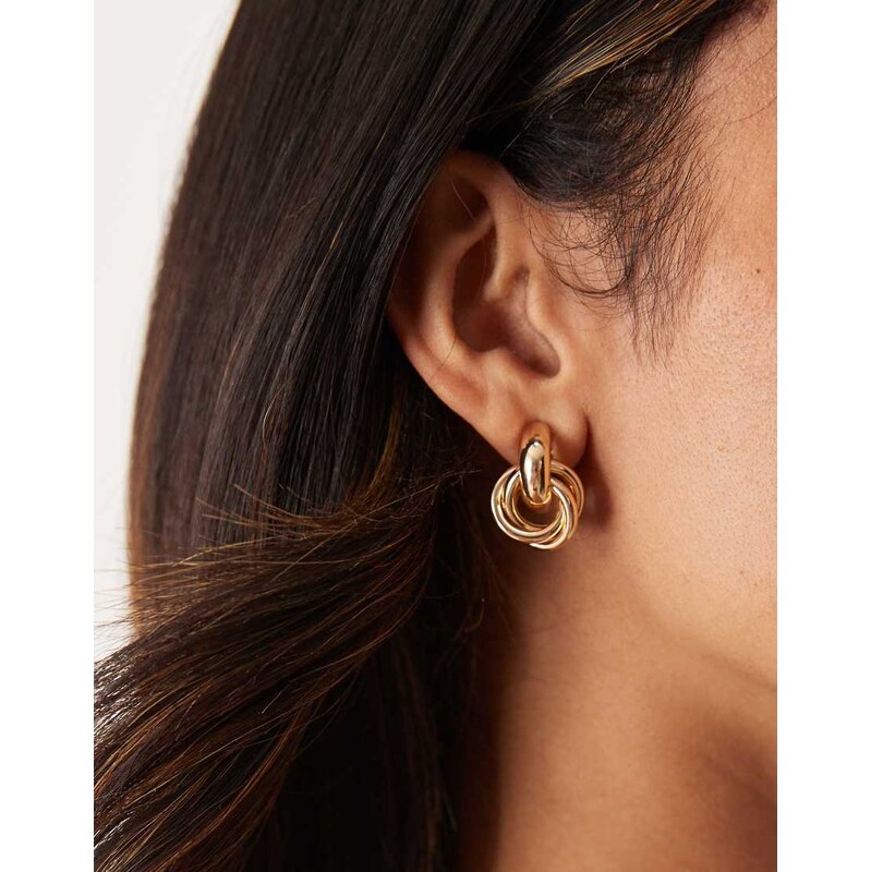 DesignB London knot doorknocker earrings gold