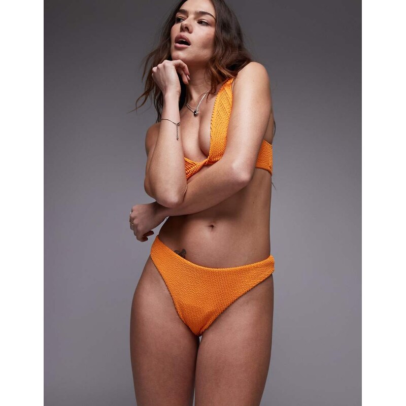Topshop Santorini brazilian bikini bottoms in orange-Red