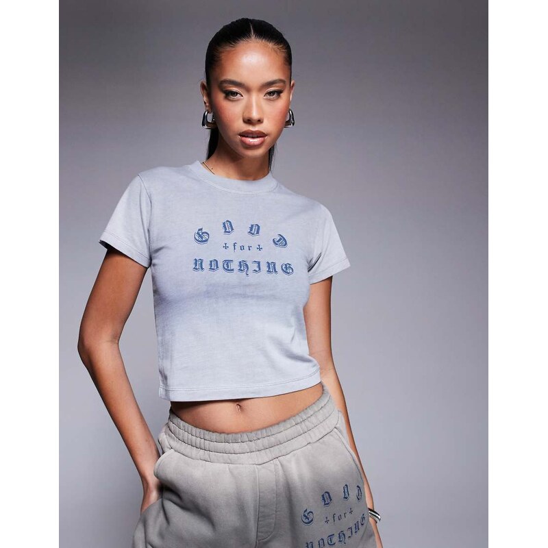 Good For Nothing cropped logo t-shirt in grey 106016536