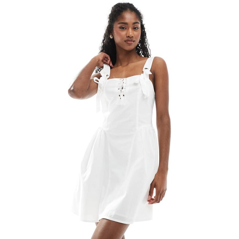 Miss Selfridge strappy corset mini dress in white
