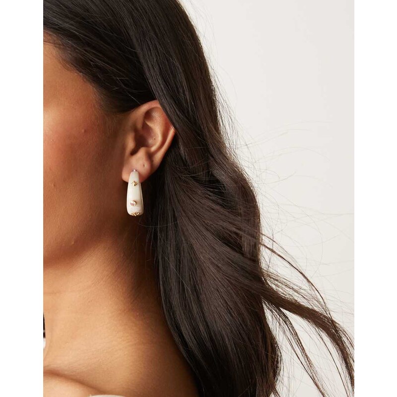 Orelia charm embellished resin hoop earrings in neutral-Gold 106195911