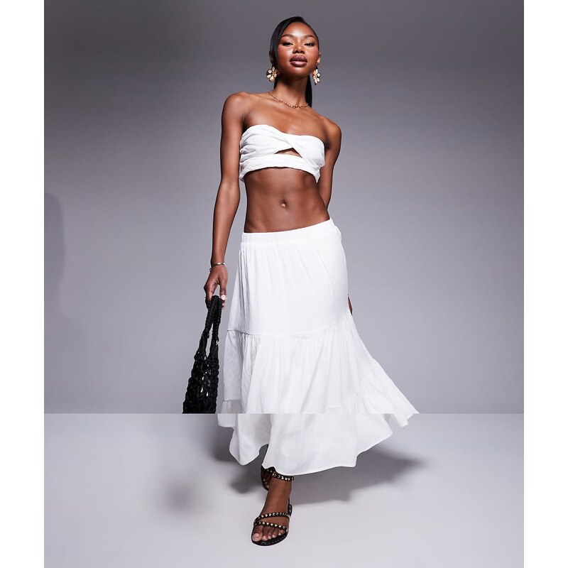 Princess Polly twist front bandeau crop top and tiered maxi
