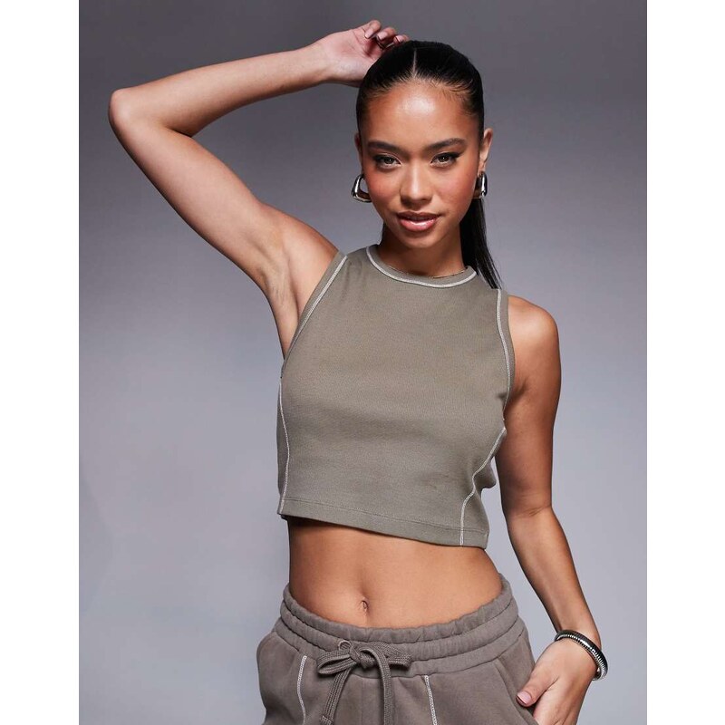 Good For Nothing seam detail vest in taupe-Neutral 106022386