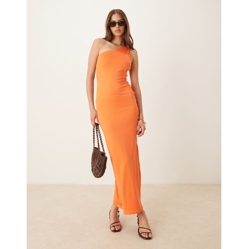 SNDYS one shoulder side slit open back twist detail bodycon maxi dress 106022424