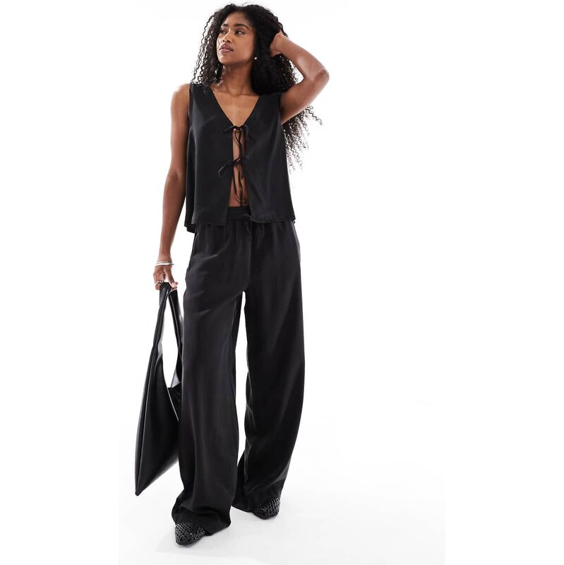 Vero Moda fluid wide leg trouser co-ord in black