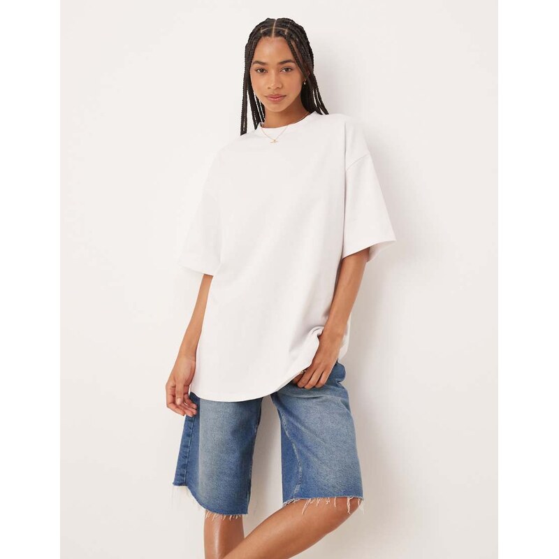 ASOS DESIGN longline heavyweight oversized t-shirt in white