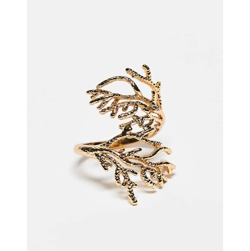 ASOS DESIGN coral design ring in gold tone 106023183
