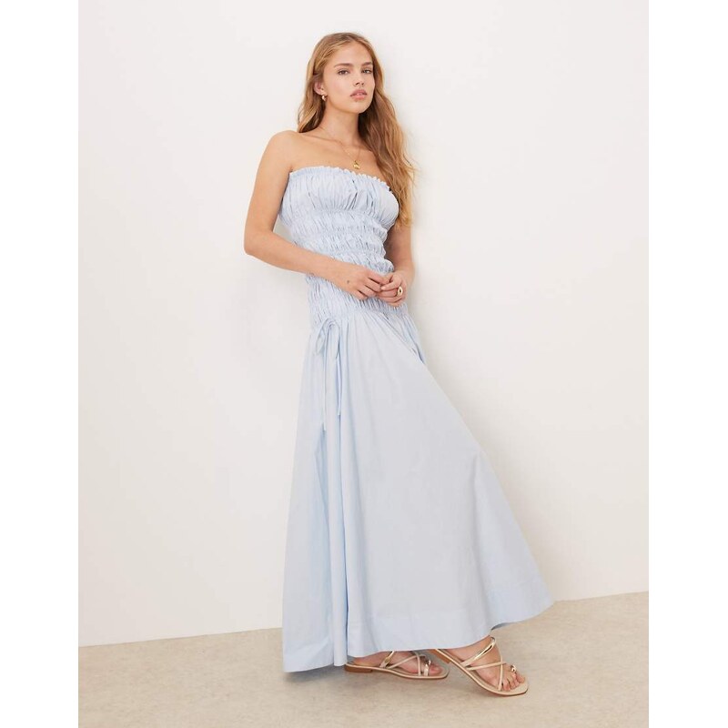 VRG GRL isable shirred bust midaxi dress in blue 106022509