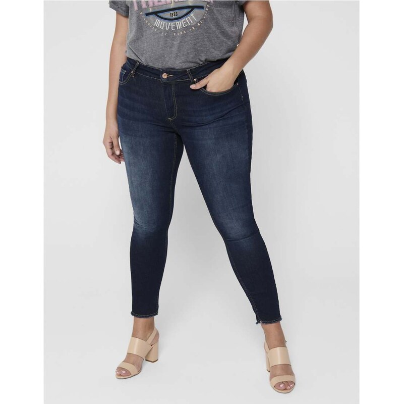 ONLY Curve Skinny fit jeans in dark blue denim