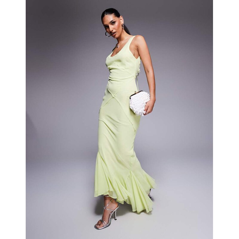 ASOS DESIGN scoop neck raw edge maxi dress with hem detail in