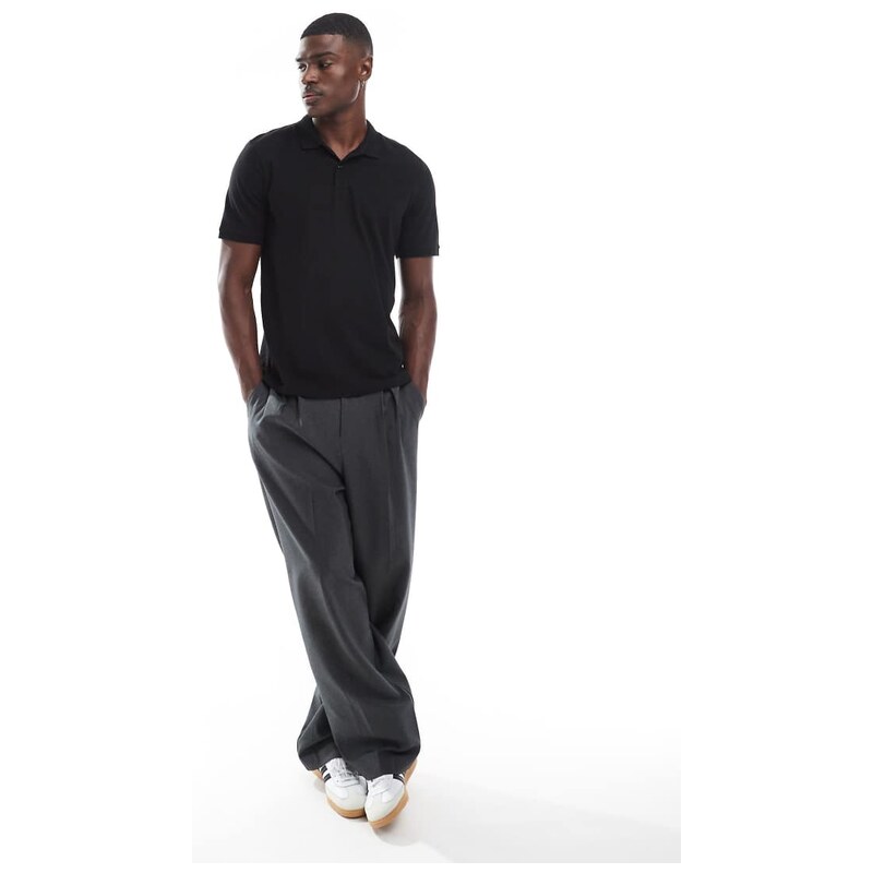 Jack & Jones pique polo in black