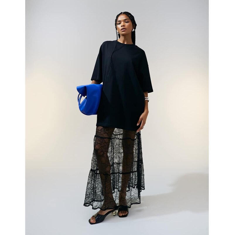 ASOS DESIGN longline heavyweight oversized t-shirt in black