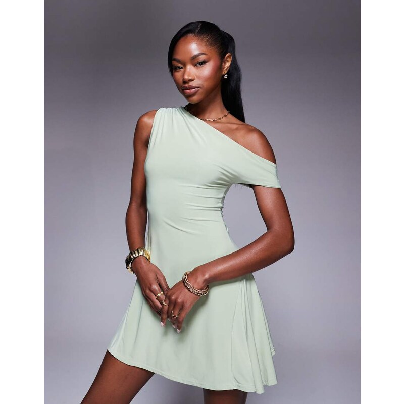 Kaiia exclusive double layered slinky off shoulder drape detail fitted 106612601