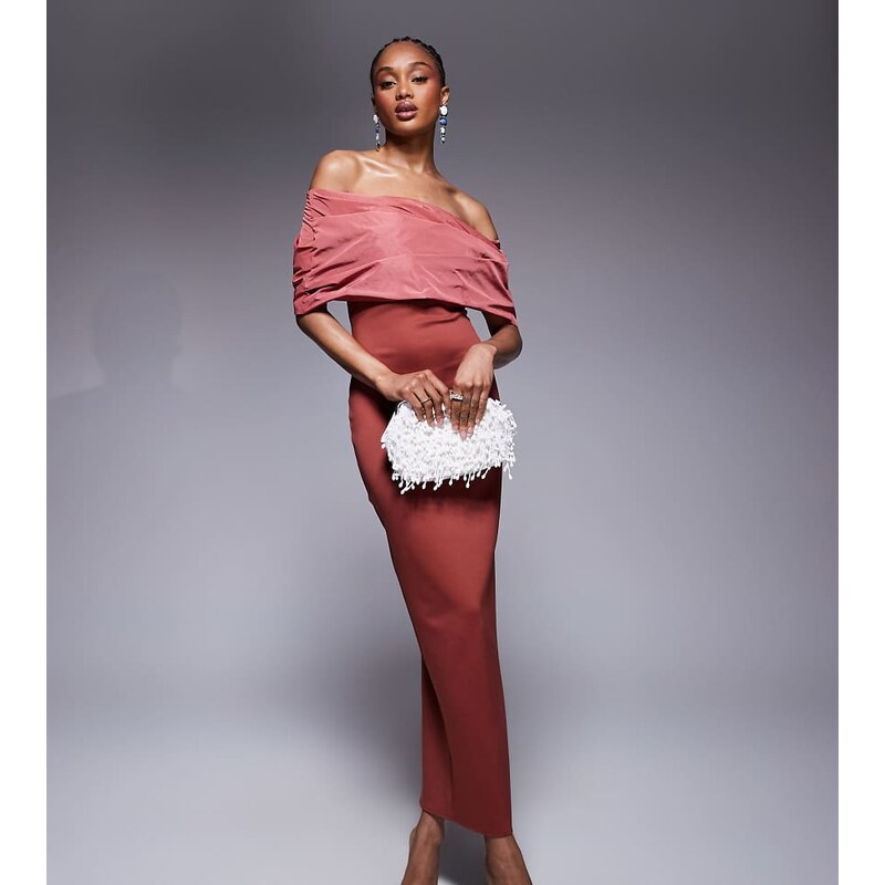 ASOS Tall ASOS DESIGN Tall bardot manipulated taffeta bodice detail 106051108