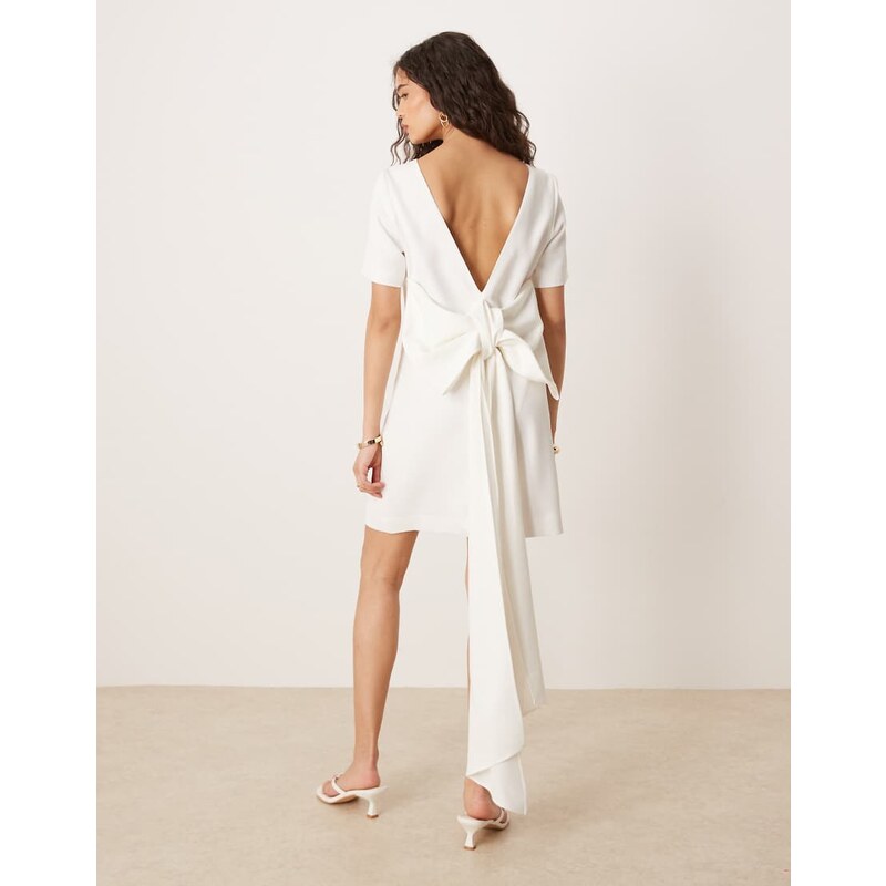 YAS bow back statement mini dress in white 106025503