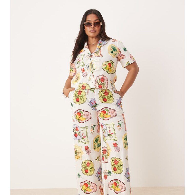 Nobodys Child Plus Shona straight leg trousers co-ord in postcard 106025551