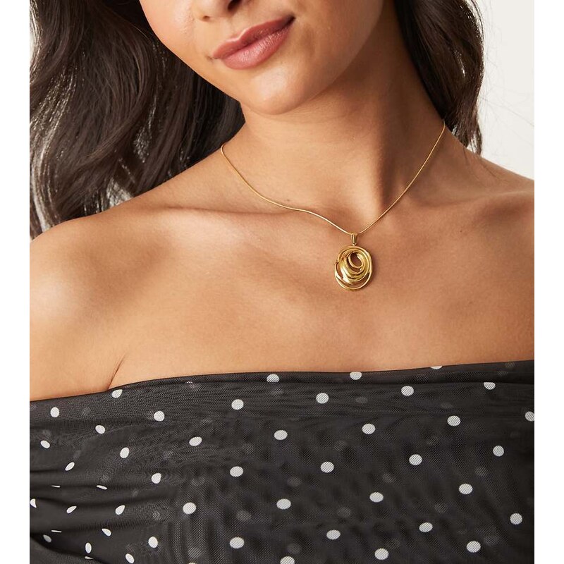 Lost Souls large molten pendant necklace in 18ct gold plated stainless 106025486