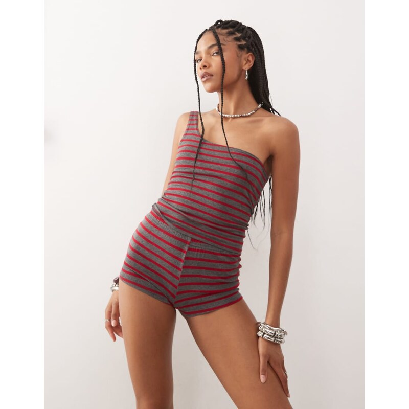 COLLUSION striped micro short in red-Multi 106025586