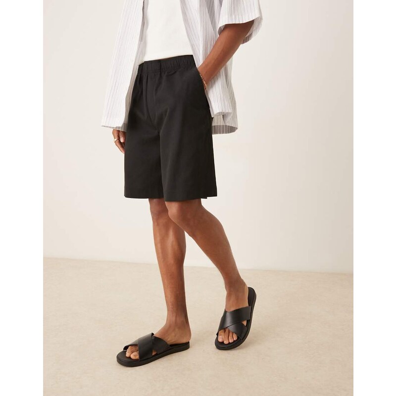 Selected loose fit shorts in black