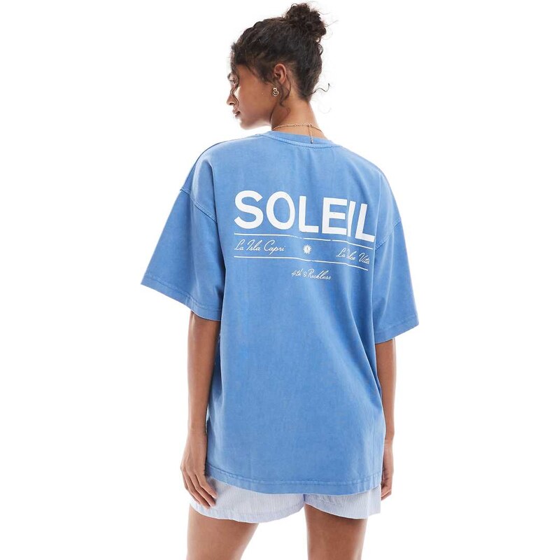 4th & Reckless soleil back print washed t-shirt in blue 106025397