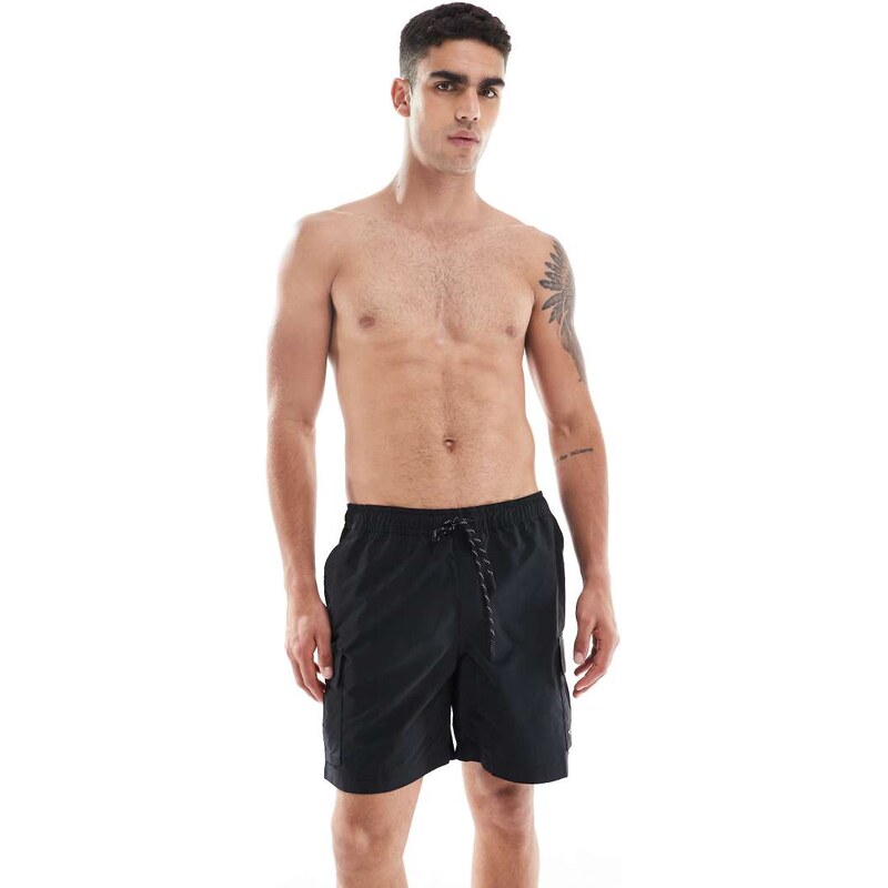 Jack & Jones swim cargo shorts in black