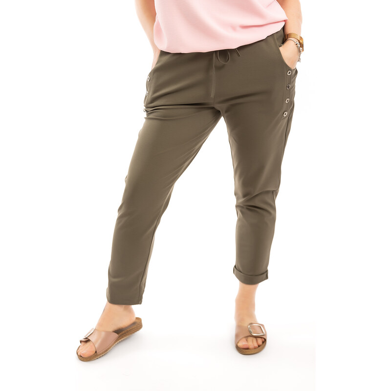 Italy fashion Pružné kalhoty ATOMKY comfy Barva: Khaki, Velikost