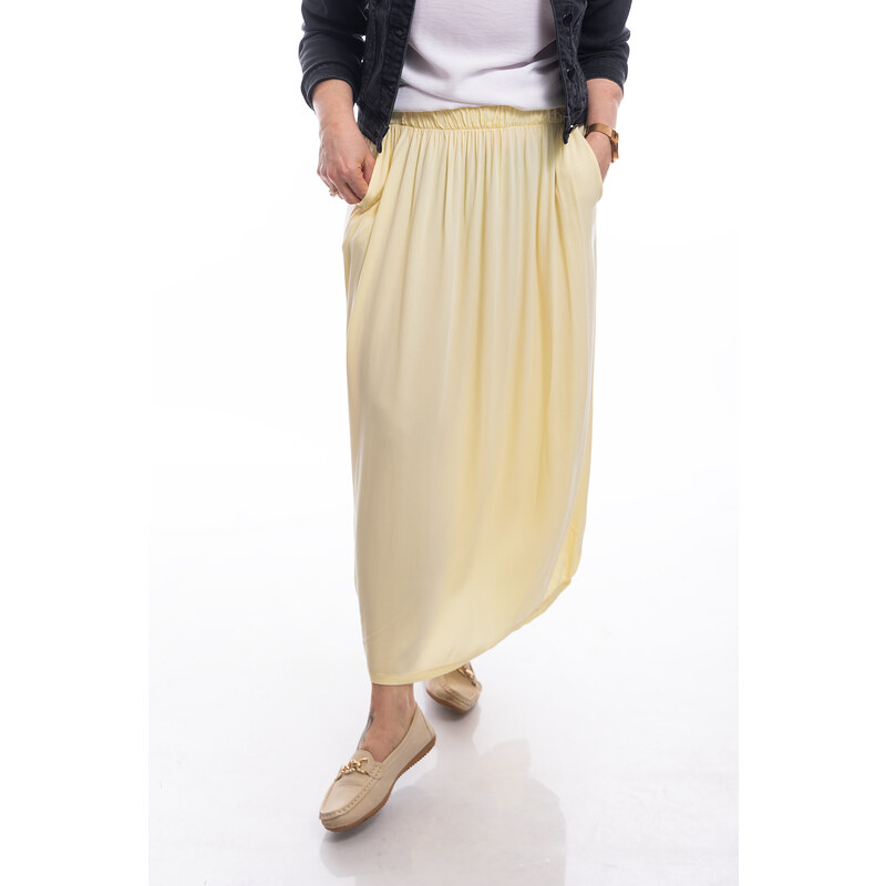 Italy fashion Midi sukně WINDY Barva: Citrón, Velikost: UNI: S