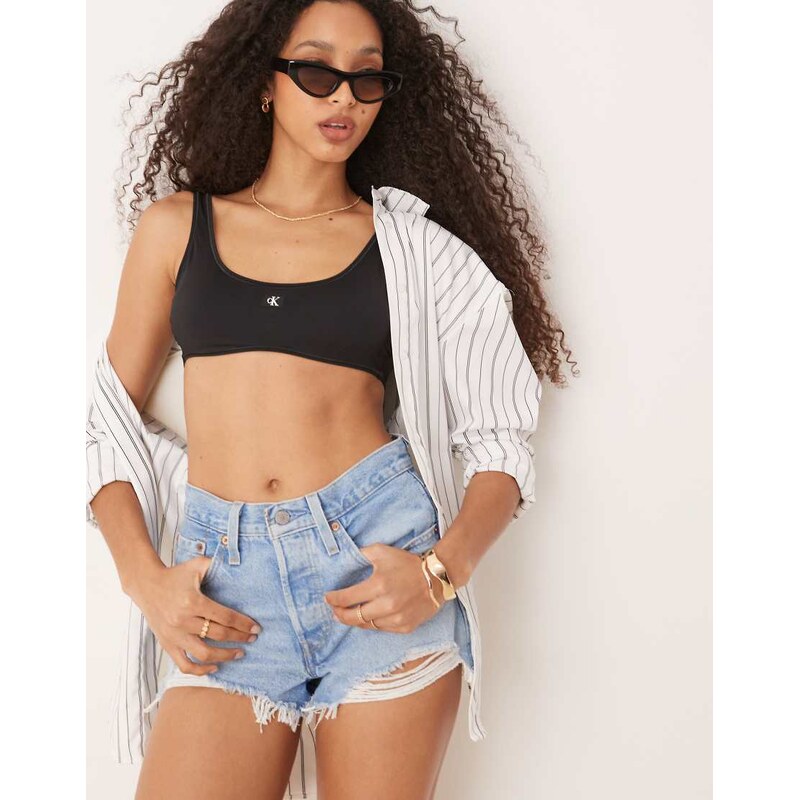 Calvin Klein patch logo bikini bralette in black