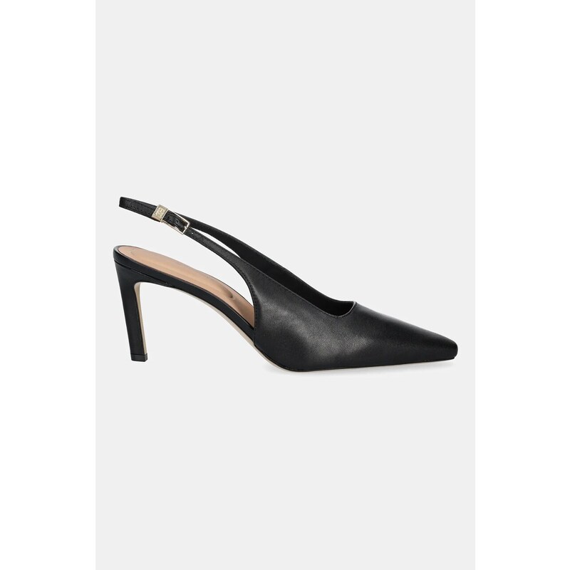 Kožené lodičky Tommy Hilfiger SQUARED TOE HIGH HEEL SLINGBACK