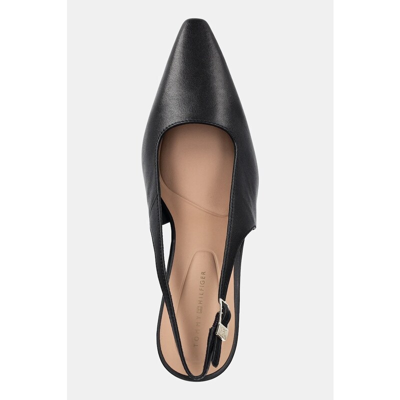 Kožené lodičky Tommy Hilfiger SQUARED TOE HIGH HEEL SLINGBACK