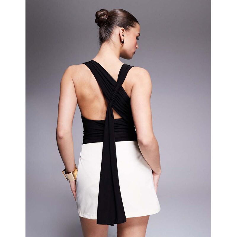 Kaiia exclusive double layered slinky racerneck gathered back drape 106063469