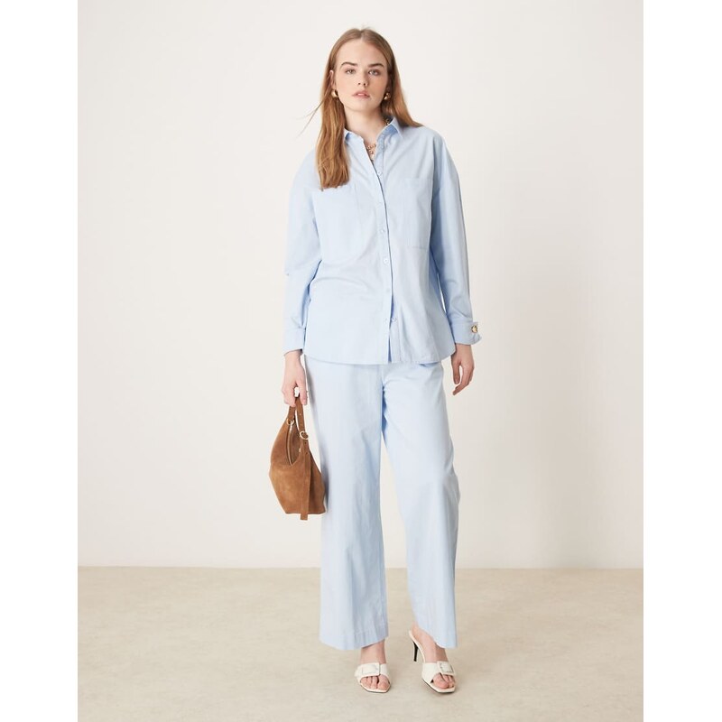 Pretty Lavish cotton relaxed trouser co-ord in blue 106058270