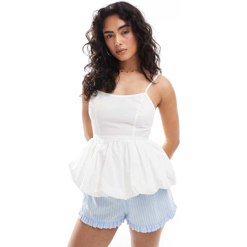 Miss Selfridge puff ball corset top in white 111232959